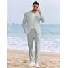 image:imageCOOFANDY Mens 2 Piece Linen Suits Set Regular Fit Casual Linen Lightweight Suit Summer Beach WeddingLight Green