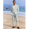 image:imageCOOFANDY Mens 2 Piece Linen Suits Set Regular Fit Casual Linen Lightweight Suit Summer Beach WeddingLight Green