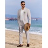 image:imageCOOFANDY Mens 2 Piece Linen Suits Set Regular Fit Casual Linen Lightweight Suit Summer Beach WeddingLight Grey