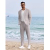 image:imageCOOFANDY Mens 2 Piece Linen Suits Set Regular Fit Casual Linen Lightweight Suit Summer Beach WeddingLight Grey