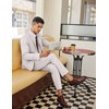 image:imageCOOFANDY Mens 2 Piece Linen Suits Set Regular Fit Casual Linen Lightweight Suit Summer Beach WeddingLight Grey