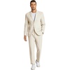 image:imageCOOFANDY Mens 2 Piece Linen Suits Set Regular Fit Casual Linen Lightweight Suit Summer Beach WeddingLight Khaki