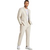 image:imageCOOFANDY Mens 2 Piece Linen Suits Set Regular Fit Casual Linen Lightweight Suit Summer Beach WeddingLight Khaki
