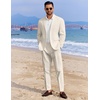 image:imageCOOFANDY Mens 2 Piece Linen Suits Set Regular Fit Casual Linen Lightweight Suit Summer Beach WeddingLight Khaki