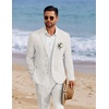 image:imageCOOFANDY Mens 2 Piece Linen Suits Set Regular Fit Casual Linen Lightweight Suit Summer Beach WeddingLinen Khaki