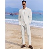 image:imageCOOFANDY Mens 2 Piece Linen Suits Set Regular Fit Casual Linen Lightweight Suit Summer Beach WeddingLinen Khaki