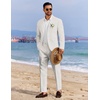 image:imageCOOFANDY Mens 2 Piece Linen Suits Set Regular Fit Casual Linen Lightweight Suit Summer Beach WeddingLinen Khaki