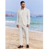 image:imageCOOFANDY Mens 2 Piece Linen Suits Set Regular Fit Casual Linen Lightweight Suit Summer Beach WeddingLinen Khaki