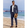image:imageCOOFANDY Mens 2 Piece Linen Suits Set Regular Fit Casual Linen Lightweight Suit Summer Beach WeddingNavy Blue