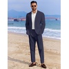 image:imageCOOFANDY Mens 2 Piece Linen Suits Set Regular Fit Casual Linen Lightweight Suit Summer Beach WeddingNavy Blue