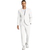 image:imageCOOFANDY Mens 2 Piece Linen Suits Set Regular Fit Casual Linen Lightweight Suit Summer Beach WeddingWhite