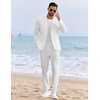 image:imageCOOFANDY Mens 2 Piece Linen Suits Set Regular Fit Casual Linen Lightweight Suit Summer Beach WeddingWhite