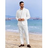 image:imageCOOFANDY Mens 2 Piece Linen Suits Set Regular Fit Casual Linen Lightweight Suit Summer Beach WeddingWhite