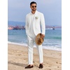 image:imageCOOFANDY Mens 2 Piece Linen Suits Set Regular Fit Casual Linen Lightweight Suit Summer Beach WeddingWhite