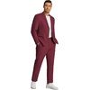 image:imageCOOFANDY Mens 2 Piece Linen Suits Set Regular Fit Casual Linen Lightweight Suit Summer Beach WeddingWine Red