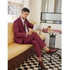 image:imageCOOFANDY Mens 2 Piece Linen Suits Set Regular Fit Casual Linen Lightweight Suit Summer Beach WeddingWine Red