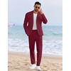 image:imageCOOFANDY Mens 2 Piece Linen Suits Set Regular Fit Casual Linen Lightweight Suit Summer Beach WeddingWine Red