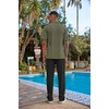 image:imageCOOFANDY Mens 2 Piece Outfit Casual Short Sleeve Button Down Shirt Beach Summer Loose Pant SetsArmy Green Black