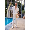 image:imageCOOFANDY Mens 2 Piece Outfit Casual Short Sleeve Button Down Shirt Beach Summer Loose Pant SetsBeige