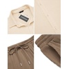 image:imageCOOFANDY Mens 2 Piece Outfit Casual Short Sleeve Button Down Shirt Beach Summer Loose Pant SetsBeige Brown