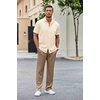 image:imageCOOFANDY Mens 2 Piece Outfit Casual Short Sleeve Button Down Shirt Beach Summer Loose Pant SetsBeige Brown