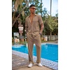image:imageCOOFANDY Mens 2 Piece Outfit Casual Short Sleeve Button Down Shirt Beach Summer Loose Pant SetsBrown