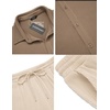 image:imageCOOFANDY Mens 2 Piece Outfit Casual Short Sleeve Button Down Shirt Beach Summer Loose Pant SetsBrown Khaki