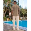 image:imageCOOFANDY Mens 2 Piece Outfit Casual Short Sleeve Button Down Shirt Beach Summer Loose Pant SetsBrown Khaki