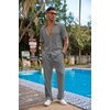 image:imageCOOFANDY Mens 2 Piece Outfit Casual Short Sleeve Button Down Shirt Beach Summer Loose Pant SetsDark Grey