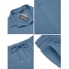 image:imageCOOFANDY Mens 2 Piece Outfit Casual Short Sleeve Button Down Shirt Beach Summer Loose Pant SetsGrey Blue