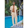 image:imageCOOFANDY Mens 2 Piece Outfit Casual Short Sleeve Button Down Shirt Beach Summer Loose Pant SetsKhaki