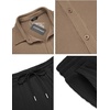 image:imageCOOFANDY Mens 2 Piece Outfit Casual Short Sleeve Button Down Shirt Beach Summer Loose Pant SetsKhaki Black