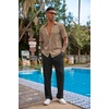 image:imageCOOFANDY Mens 2 Piece Outfit Casual Short Sleeve Button Down Shirt Beach Summer Loose Pant SetsKhaki Black