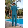 image:imageCOOFANDY Mens 2 Piece Outfit Casual Short Sleeve Button Down Shirt Beach Summer Loose Pant SetsLake Blue
