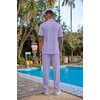 image:imageCOOFANDY Mens 2 Piece Outfit Casual Short Sleeve Button Down Shirt Beach Summer Loose Pant SetsLight Purple