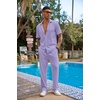 image:imageCOOFANDY Mens 2 Piece Outfit Casual Short Sleeve Button Down Shirt Beach Summer Loose Pant SetsLight Purple
