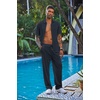 image:imageCOOFANDY Mens 2 Piece Outfit Casual Short Sleeve Button Down Shirt Beach Summer Loose Pant SetsNavy Blue