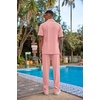 image:imageCOOFANDY Mens 2 Piece Outfit Casual Short Sleeve Button Down Shirt Beach Summer Loose Pant SetsPink