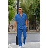 image:imageCOOFANDY Mens 2 Piece Outfit Casual Short Sleeve Button Down Shirt Beach Summer Loose Pant SetsRoyal Blue