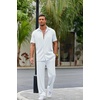 image:imageCOOFANDY Mens 2 Piece Outfit Casual Short Sleeve Button Down Shirt Beach Summer Loose Pant SetsWhite