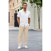 image:imageCOOFANDY Mens 2 Piece Outfit Casual Short Sleeve Button Down Shirt Beach Summer Loose Pant SetsWhite Khaki