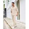 image:imageCOOFANDY Mens 2 Piece Outfits Casual Long Sleeve Button Down Shirt and Pants Sets Loungewear Streetwear Walking Suits
