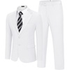 image:imageCOOFANDY Mens 2 Piece Suit Slim Fit Two Buttons Dress Suits Solid Jacket and Pants Set Tuxedo for Wedding Prom BusinessWhite