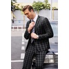 image:imageCOOFANDY Mens 2 Piece Suits Classic Fit 2 Button Dress Suits Tuxedo Jacket Blazer for Wedding Business Dinner PromBlack  Plaid 