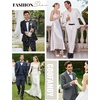 image:imageCOOFANDY Mens 2 Piece Suits Classic Fit 2 Button Dress Suits Tuxedo Jacket Blazer for Wedding Business Dinner PromBlue