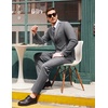 image:imageCOOFANDY Mens 2 Piece Suits Classic Fit 2 Button Dress Suits Tuxedo Jacket Blazer for Wedding Business Dinner PromGrey