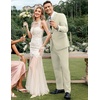 image:imageCOOFANDY Mens 2 Piece Suits Classic Fit 2 Button Dress Suits Tuxedo Jacket Blazer for Wedding Business Dinner PromKhaki