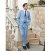image:imageCOOFANDY Mens 2 Piece Suits Classic Fit 2 Button Dress Suits Tuxedo Jacket Blazer for Wedding Business Dinner PromLight Blue