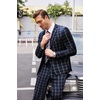 image:imageCOOFANDY Mens 2 Piece Suits Classic Fit 2 Button Dress Suits Tuxedo Jacket Blazer for Wedding Business Dinner PromNavy Blue  Plaid 