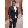 image:imageCOOFANDY Mens 2 Piece Suits Classic Fit 2 Button Dress Suits Tuxedo Jacket Blazer for Wedding Business Dinner PromNavy Blue  Plaid 